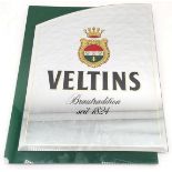 German adverting mirror for Veltins established in 1824, slight chip to corner.