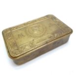 WWI brass empty Princess Mary Christmas tin - 12.8cm x 8.4cm x 2.6cm