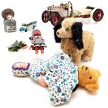 Mamod Classic car, minus parts, t/w battery operated walking dog, not tested, reversable teddy to