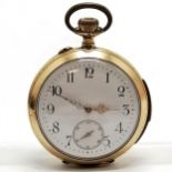 Antique gold plated repeater pocket watch with enamel dial (50mm case) & repeat is running & watch