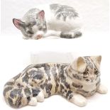 Winstanley size 6 Tabby Cat, slight chips to ear,37 cm wide, 16 cm high, t/w Italian grey and