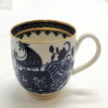 c.1785 Worcester coffee cup with chinoiserie pattern & blue numeral 5 'oriental' mark to base -