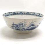 c.1800 English blue & white bowl with chinoiserie decoration - 21cm diameter & no obvious damage