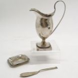 1913 silver cream jug with beaded decoration on square base by A & J Zimmerman Ltd - 15.5cm high t/w
