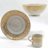 c.1800 Worcester : Barr and Flight slop bowl + stand t/w coffee can decorated with gold borders ~