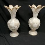 Pair of Victorian Bohemian gilt decorated opaque glass vases - 34cm high & top 1 of 1 a/f