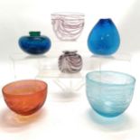 Qty of studio glass inc Deborah Fladgate - largest bowl 17cm diameter x 12.5cm high