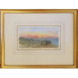 Framed watercolour painting of bay of Naples by Albert Goodwin (1845-1932) - frame 36cm x 46.5cm (