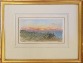 Framed watercolour painting of bay of Naples by Albert Goodwin (1845-1932) - frame 36cm x 46.5cm (