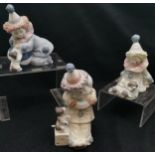 Set of 3 Lladro clowns, all with performing dogs, largest 15 cm high, all in good condition.