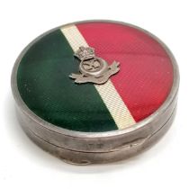 1931 silver 10th Baluch Regiment military enamel compact by Page, Keen & Page - 4.8cm diameter & 60g