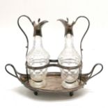 Antique silver hallmarked cruet stand by John Schofield London dated 1785 with a pair of silver