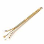 9ct hallmarked gold swizzle stick - 13.5cm extended & 7.8g total weight