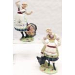 c.1955 Beswick figure of a 'Polish girl with hen' #1222 - 18 cm high, t/w similar figure '