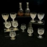 Qty of glassware inc 6 Stuart crystal glasses (4 wine & 2 brandy), antique glass rummer with cross