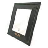 Rolex dealership original mirror in green leather & gold tone detail with bevelled mirrorplate -
