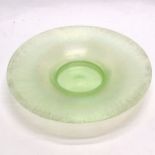 Art glass flared green dish with iridescent lustre - 29.5cm diameter and has some water staining