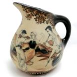 Ciboure sandstone pottery pitcher with couple dancing in basque scene by H Touton - 18cm high and no
