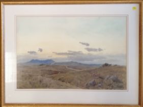Framed watercolour painting of Bodmin moor by William Samuel Parkyn (1875-1949) - frame 54cm x 71cm