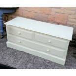 2 over 1 pine drawer base with green paint finish - 120cm x x 46cm x 54cm deep