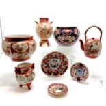 Qty of antique Oriental ceramics inc fine bone china saucer (11.5cm diameter) with 6 character
