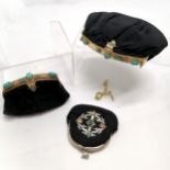 Vintage Egyptian revival style trio of purses/clutch bags - largest 16cm x 11cm and smallest has