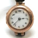 9ct gold cased vintage manual wind ladies wristwatch - lacking winder for spares / repairs - 16.2g