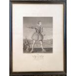 Framed antique mezzotint of Henry Frederick, Prince of Wales (1594–1612) (Exercising with a Lance)