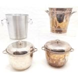 Pair of Garrard's silver plated ice buckets, insert to 1 a/f, 21 cm high, 20 cm diameter, t/w Mappin