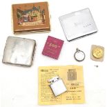 Silver cased ladies fob watch (32mm case), loose movement, 3 cigarette cases & boxed Mosda 500