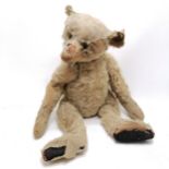 c.1900 antique Steiff large jointed mohair bear with black button eyes and hump & long snout -