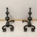 Pair of Antique cast iron Fire dogs, 1 a/f, 50 cm high.