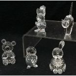 Collection of Swarovski crystal animals to include squirrel, 4.5 cm high, owl, rabbit missing ear,