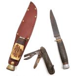 1943 military marked lock knife marked S.S.P. t/w Nowill & Sons sheath knife (23.5cm knife) in