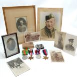 WWII boxed medal group of 4 medals, corresponding photograph with information on reverse & star &