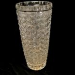 Large Stuart crystal vase - 34cm high x 15cm diameter and in used condition