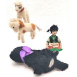 Stonehenge Wollen Industry Ltd London straw filled black dog, plush pony & a lamb t/w a Nora