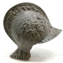 Antique copy of a classical Roman (?) helmet - 26cm height x 36cm across & 3.1kgs and has losses