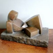 Chris Webb signed artists proof abstract bronze sculpture of a reclining figure in cubist