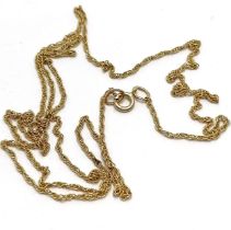 9ct marked gold fine 44cm neckchain - 1g