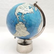 World globe on metal stand - 35cm high