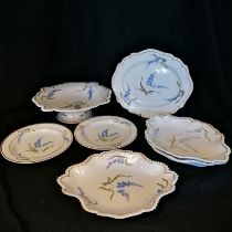 c.1820 Flight Barr & Barr bluebell tazza (12½" diameter) - slight frittering under rim t/w Flight