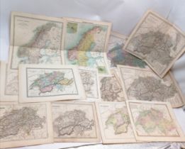 Qty of antique maps - mostly Switzerland