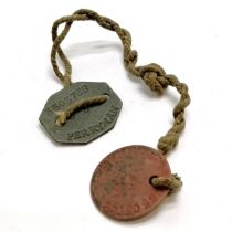 Pressed fibre pair of ID / dogtags - C E Perryman 5503728 (Church of England)