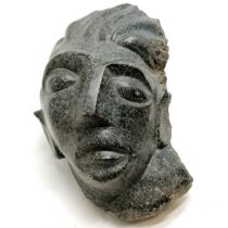 Mary Fogg (1918-2012) hand carved modernist sculpture of a stone head - 29cm high x 22cm wide ~