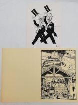William 'Willie' George Rushton (1937-96) original 1988 pen and ink drawing of himself dancing