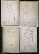 Frank Hill (1937-90) 4 x hand signed Ltd edition black and white prints of portraits of ladies -