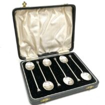 Cased set of 6 x 1936 seal end silver teaspoons by William Suckling Ltd - 9.5cm long & 50g