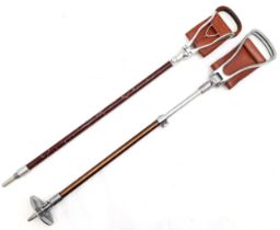 Vintage adjustable shooting stick, and another similar, both good used condition.