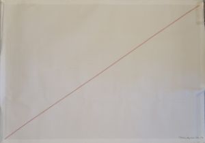 Justin Knowles (1935-2004) original abstract red line on graph paper 'Christmas Day 2001' - 83.5cm x